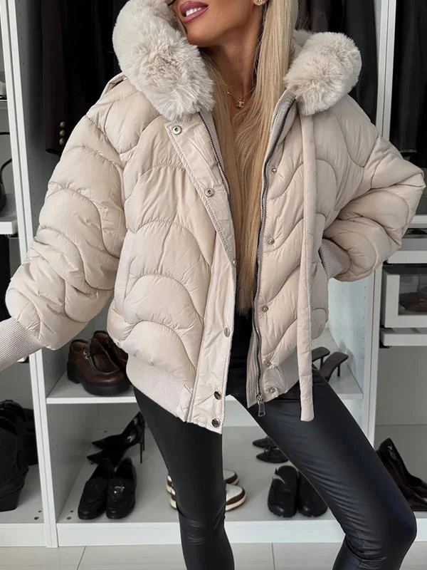 Women's Hooded Long Sleeve Fur Hat Casual Coat